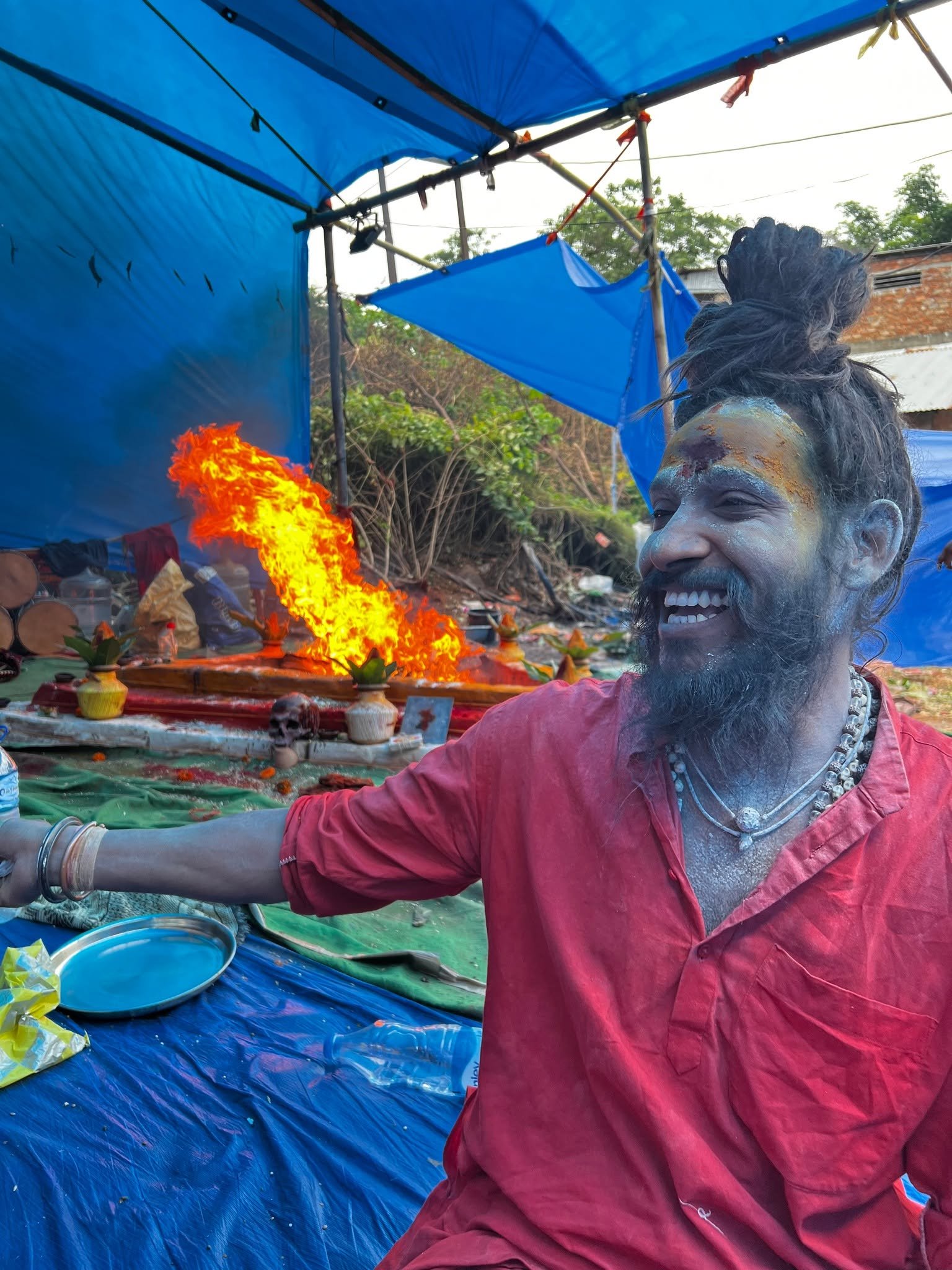 Bhavani Baba during a fire ritual