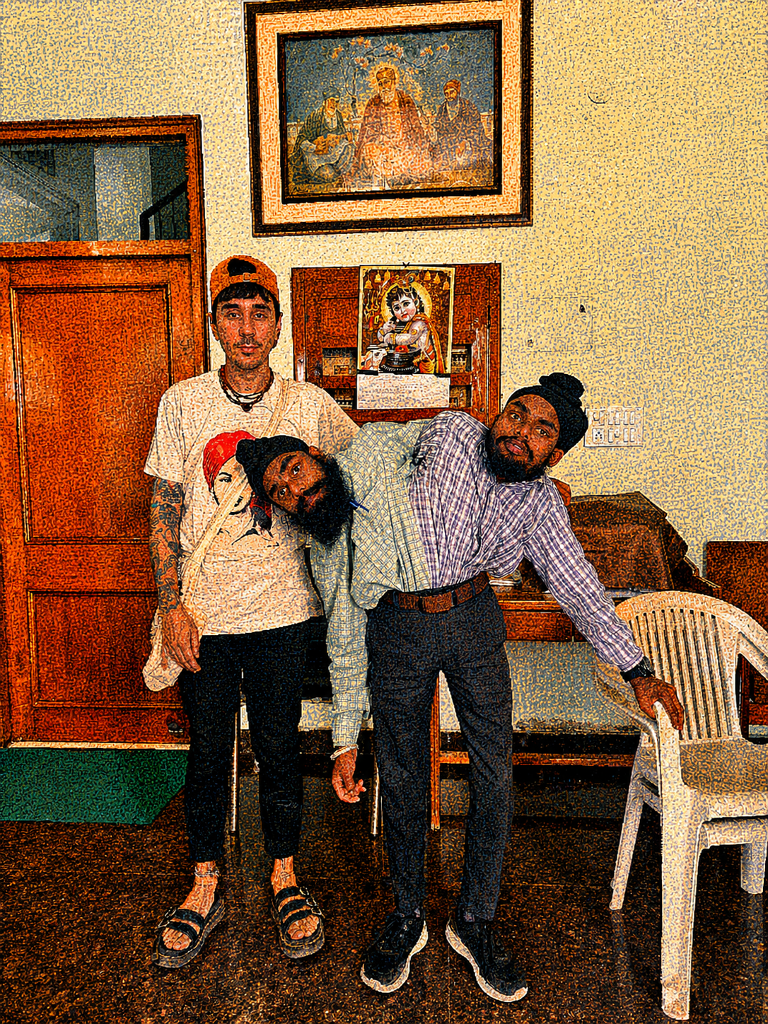 Dakota standing with Sohna and Mohna in Punjab
