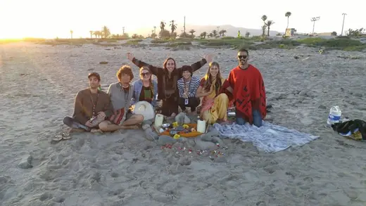 hippie ritual on the beach